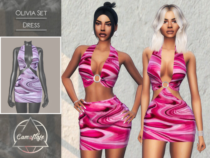 Sims 4 Olivia Set Dress by Camuflaje at TSR