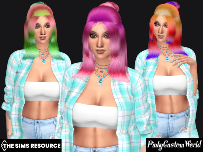 Sims 4 Fantasy recolor of JavaSims Kaitlyn hair by PinkyCustomWorld at TSR