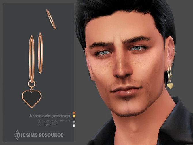 Sims 4 Armando earrings Left by sugar owl at TSR
