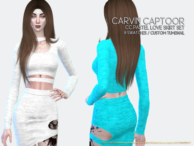 Sims 4 Pastel Love Skirt Set by carvin captoor at TSR