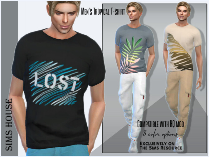 Sims 4 Mens Tropical T shirt by Sims House at TSR