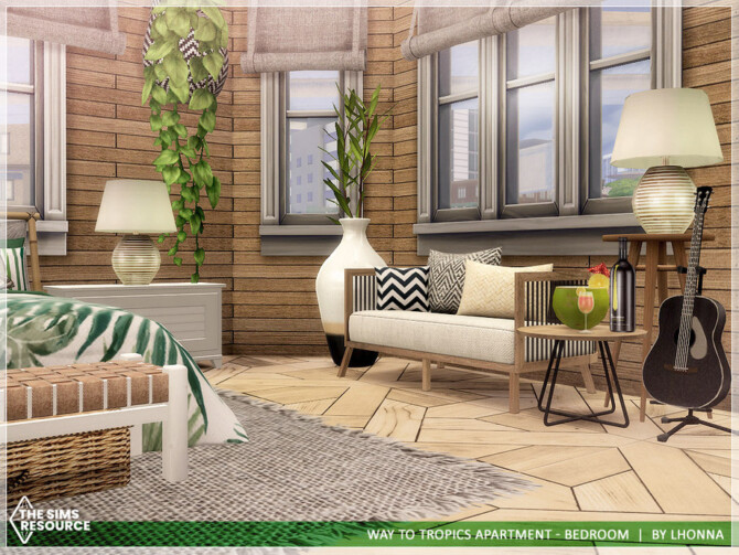 Sims 4 Way To Tropics Apartment Bedroom by Lhonna at TSR