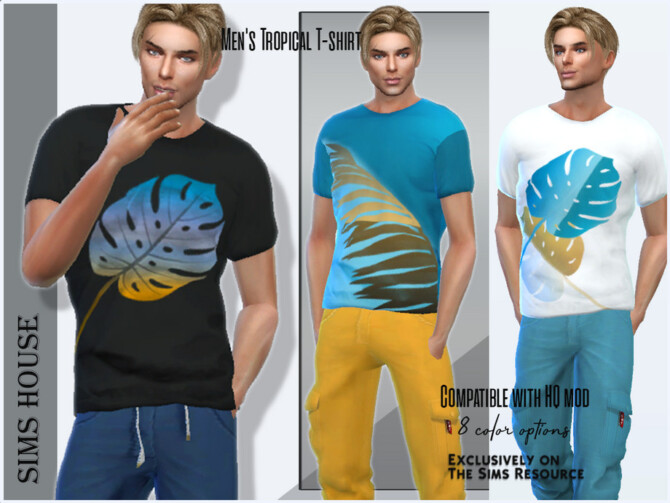 Sims 4 Mens Tropical T shirt by Sims House at TSR