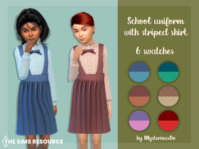 Sims 4 School uniform with striped shirt by MysteriousOo at TSR