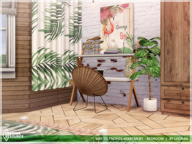 Sims 4 Way To Tropics Apartment Bedroom by Lhonna at TSR