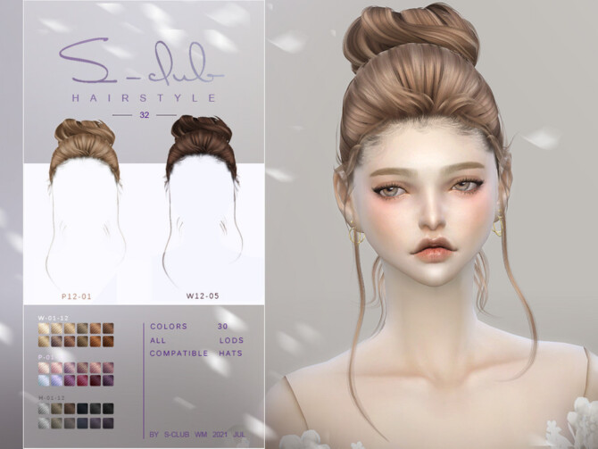 Sims 4 Cute hair bun MOKA by S Club at TSR