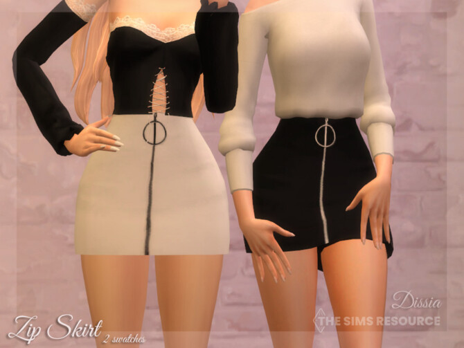 Sims 4 Zip Skirt by Dissia at TSR