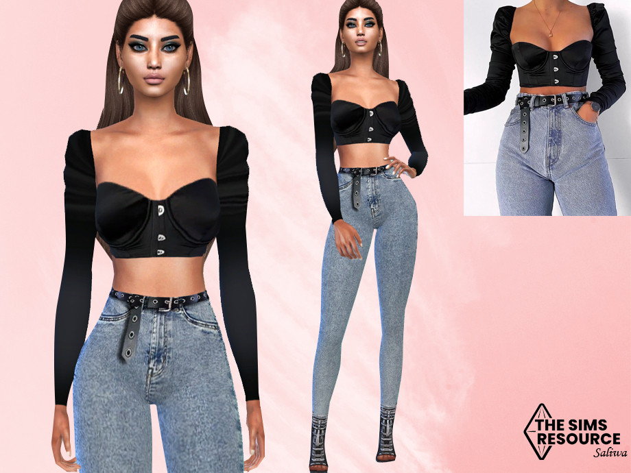 High Waisted Jeans With Belt by Saliwa at TSR » Sims 4 Updates