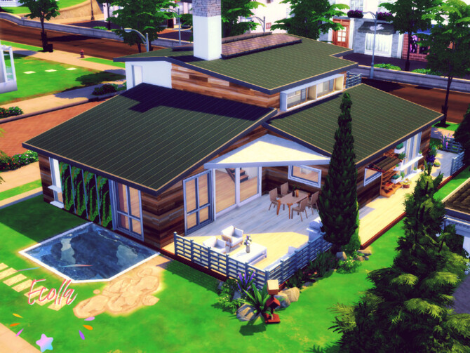 Sims 4 Ecolla house by GenkaiHaretsu at TSR