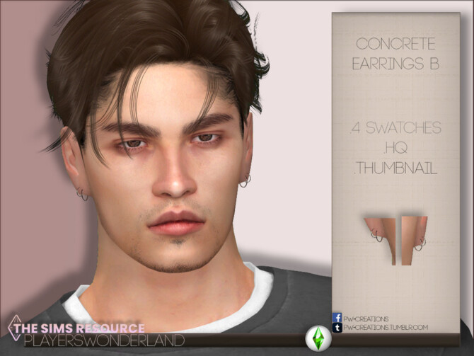 Sims 4 Concrete Earrings BOTH by PlayersWonderland at TSR