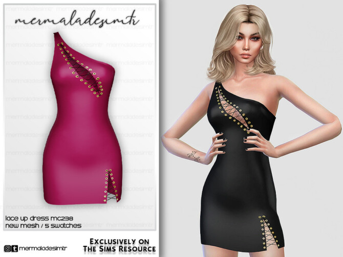 Sims 4 Lace up Dress MC238 by mermaladesimtr at TSR
