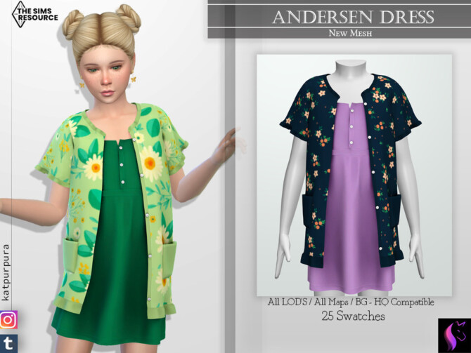 Sims 4 Andersen Dress by KaTPurpura at TSR