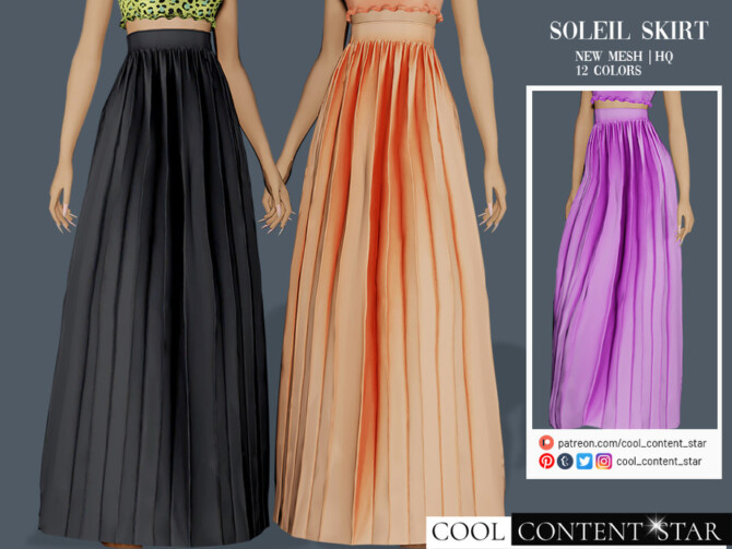 Sims 4 Long Soleil Skirt by sims2fanbg at TSR
