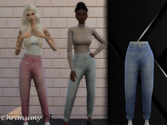 Sims 4 Cuffed Jeans by chrimsimy at TSR