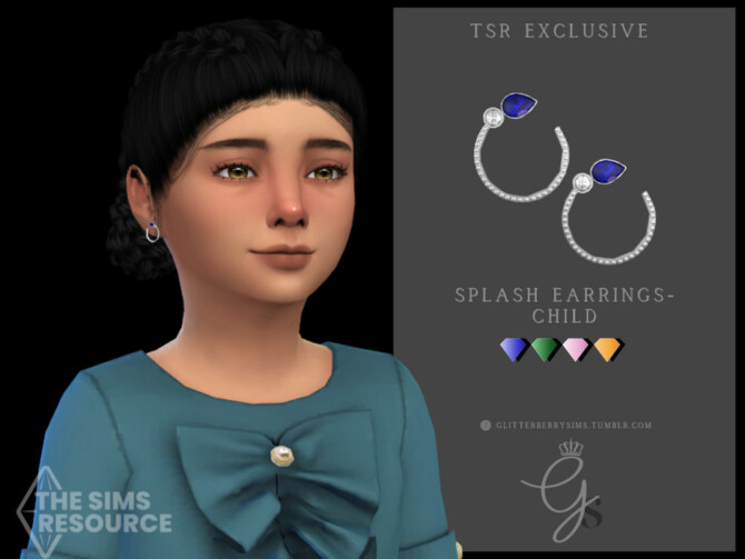 Sims 4 Splash Earrings Child by Glitterberryfly at TSR