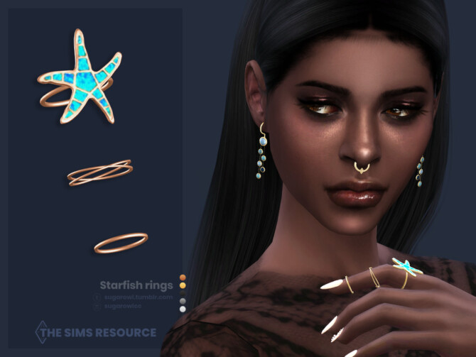 Sims 4 Starfish rings by sugar owl at TSR