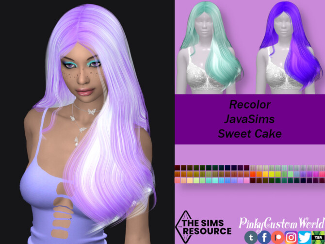 Sims 4 Recolor of JavaSims Sweet Cake hair by PinkyCustomWorld at TSR