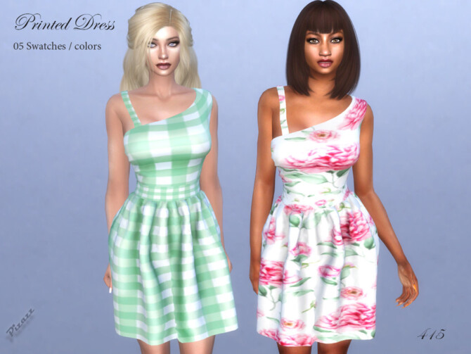 Sims 4 Printed Dress by pizazz at TSR