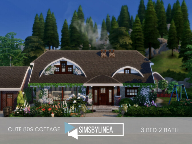 Sims 4 Cute 80s Cottage by SIMSBYLINEA at TSR