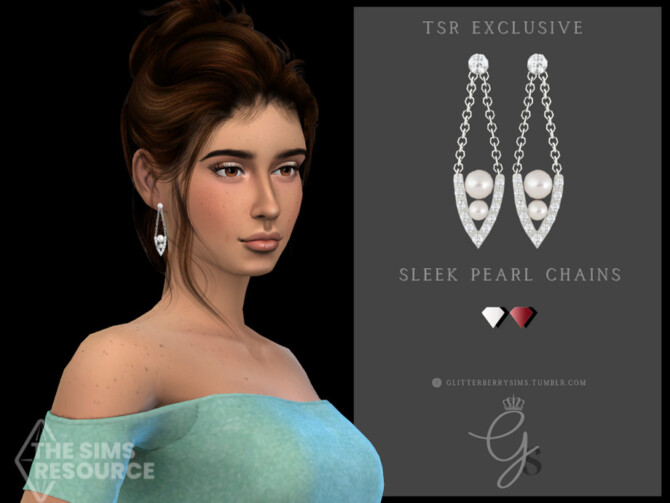 Sims 4 Sleek Pearl Chains by Glitterberryfly at TSR
