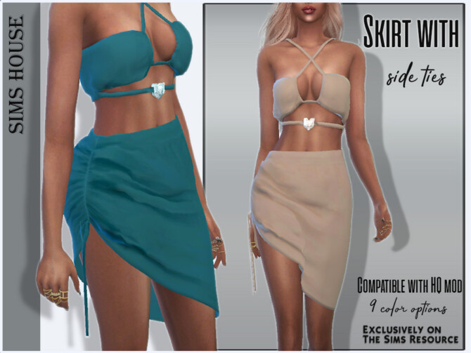 Sims 4 Skirt with side ties by Sims House at TSR