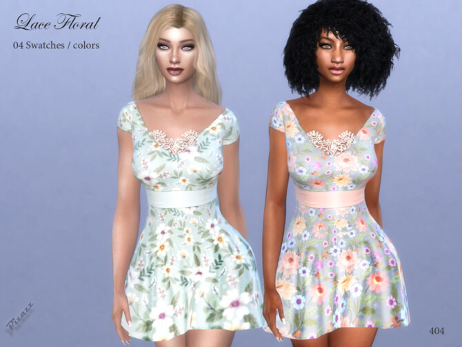 Sims 4 Lace Floral Dress by pizazz at TSR