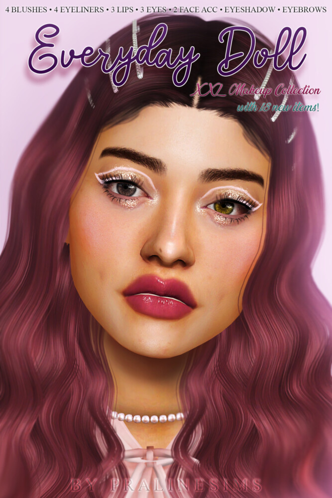 Sims 4 EVERYDAY DOLL Makeup Collection at Praline Sims