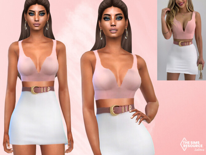 Sims 4 Pink Summer Skirt Outfit by Saliwa at TSR