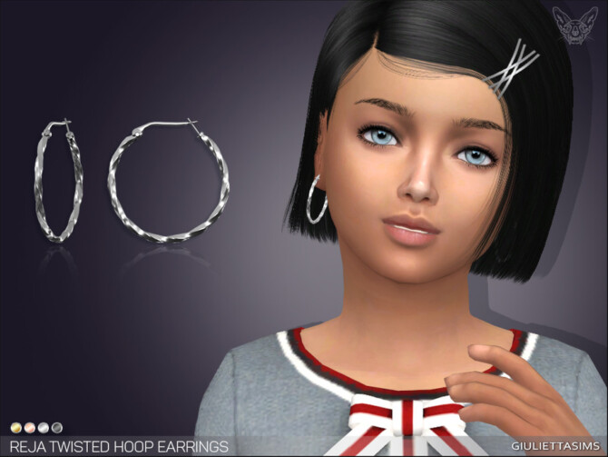 Sims 4 Reja Twisted Hoop Earrings For Kids by feyona at TSR