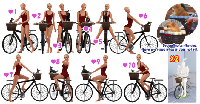 Sims 4 Bicycle Poses Me & Dog (Msize) at A luckyday