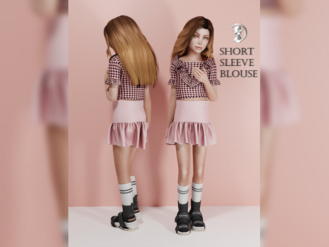 Sims 4 Short Sleeve Blouse Premium 03 by turksimmer at TSR