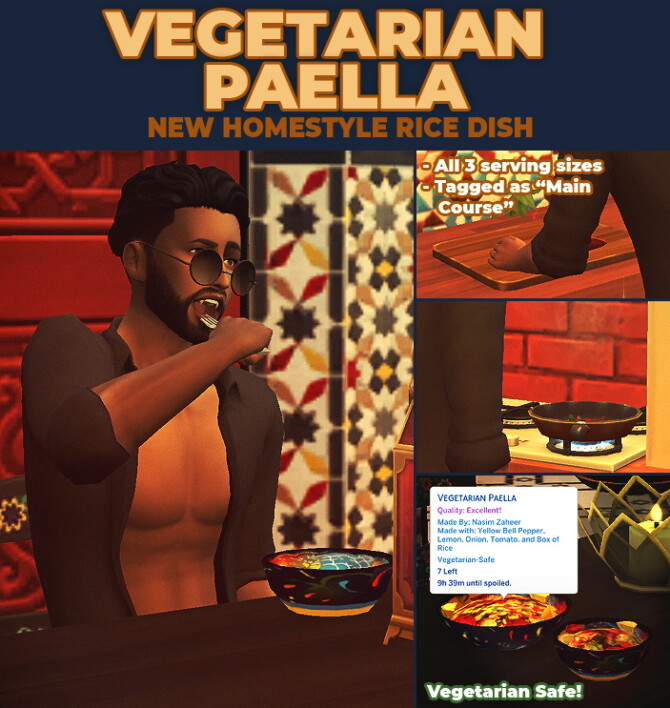 Sims 4 Vegetarian Paella Custom Recipe at Mod The Sims 4