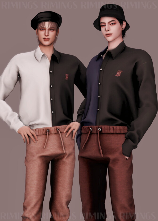 Sims 4 Vintage Check Shirt & Sweat Pants at RIMINGs