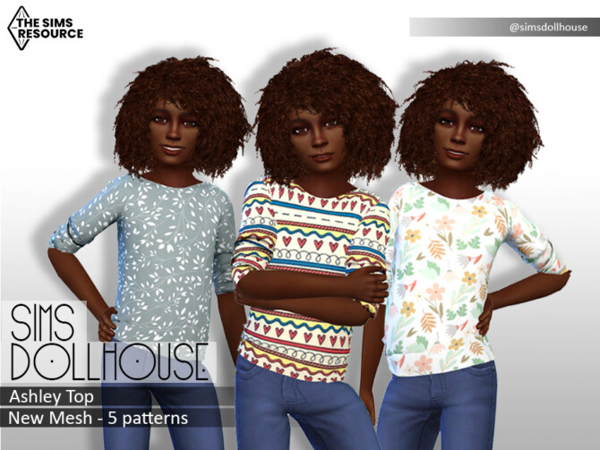 Sims 4 Ashley Top (Child) Patterns Version by SimsDollhouse at TSR
