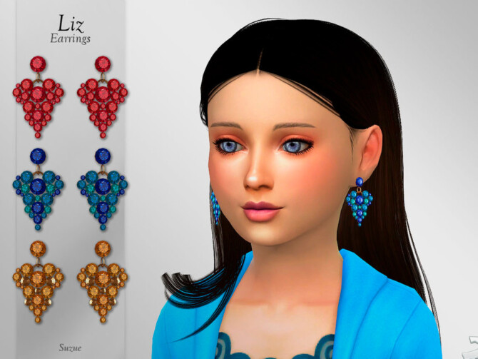 Sims 4 Liz Earrings Child by Suzue at TSR