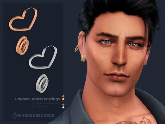 Sims 4 Hayden Hearts earrings Right by sugar owl at TSR