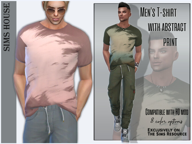 Sims 4 Mens T shirt with abstract print by Sims House at TSR