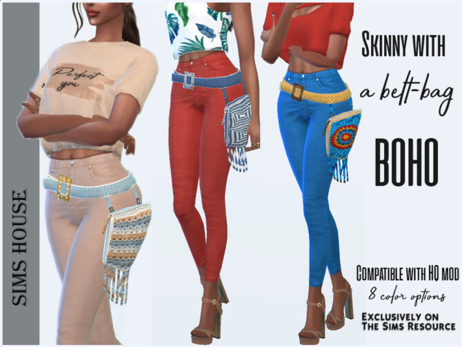 Sims 4 Skinny with a belt bag BOHO by Sims House at TSR