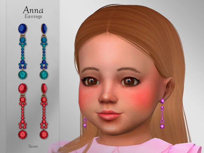 Sims 4 Anna Earrings Toddler by Suzue at TSR
