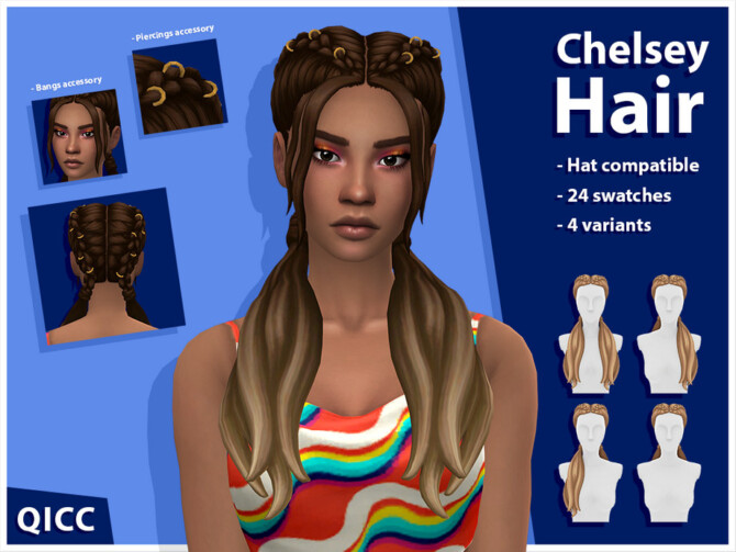 Sims 4 Chelsey Hair Set by qicc at TSR