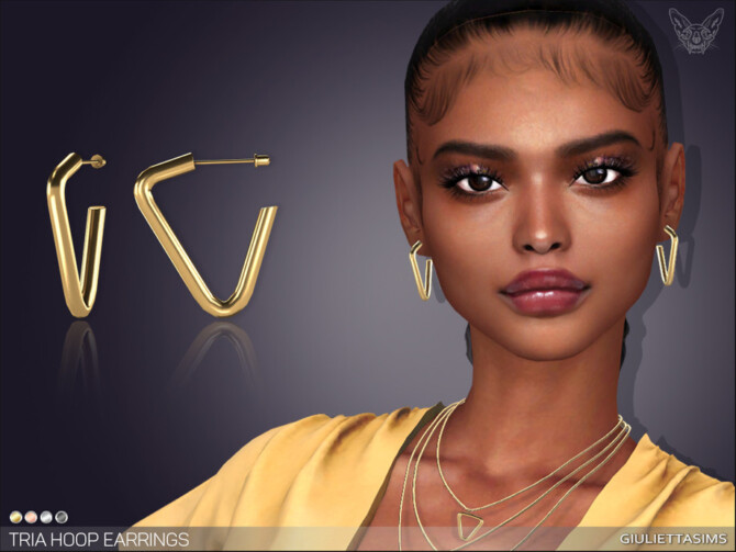 Sims 4 Tria Hoop Earrings by feyona at TSR