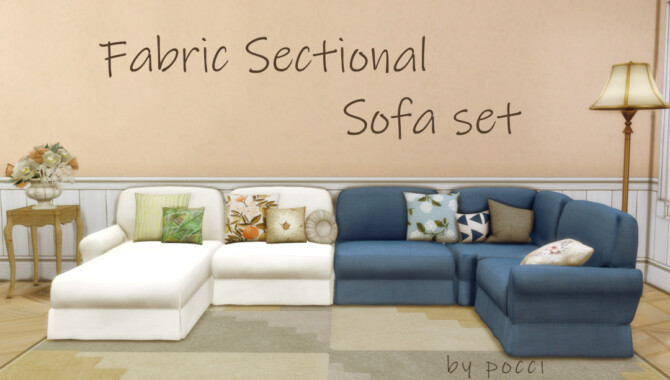 Sims 4 Fabric Sectional Sofa set by Pocci                                                                                                at Garden Breeze Sims 4