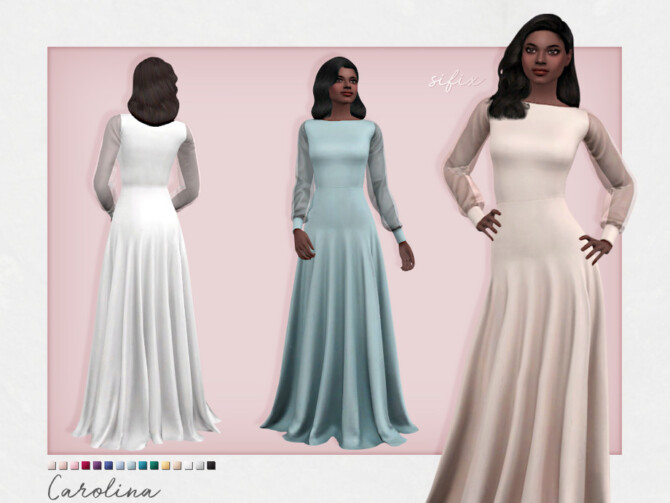 Sims 4 Carolina elegant A line gown by Sifix at TSR