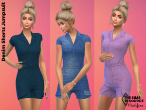 Denim Shorts Jumpsuit by Pinkfizzzzz at TSR