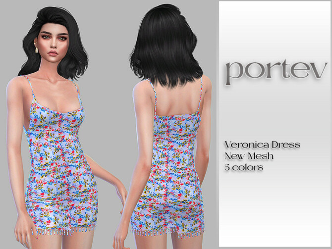 Sims 4 Veronica Dress by portev at TSR