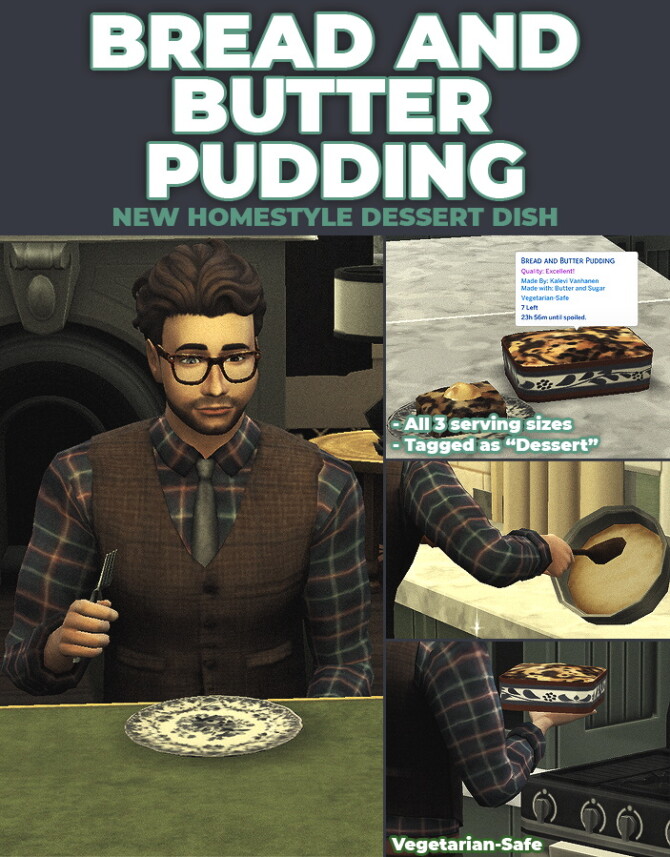 Sims 4 Bread and Butter Pudding Recipe by RobinKLocksley at Mod The Sims 4