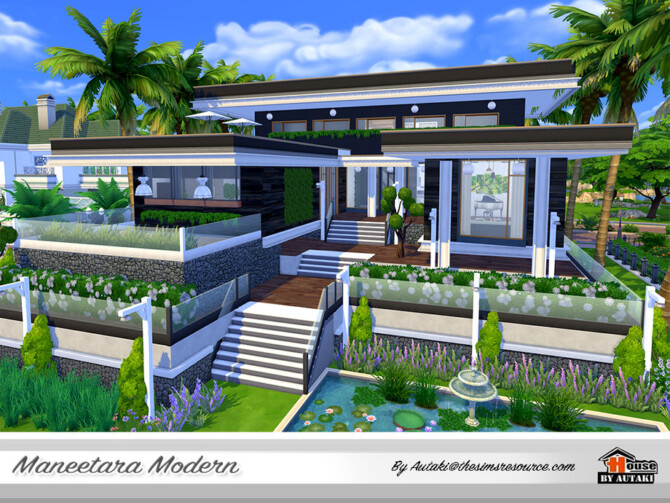 Sims 4 Maneetara Modern House NoCC by autaki at TSR
