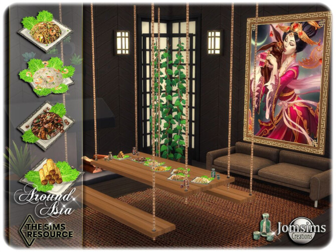 Sims 4 Around Asia Dining room by jomsims at TSR