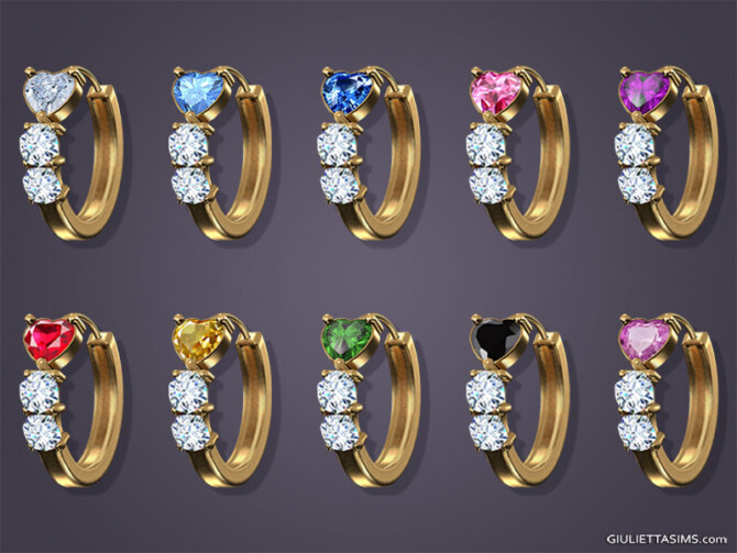 Sims 4 Heart Gemstone Huggie Earrings at Giulietta