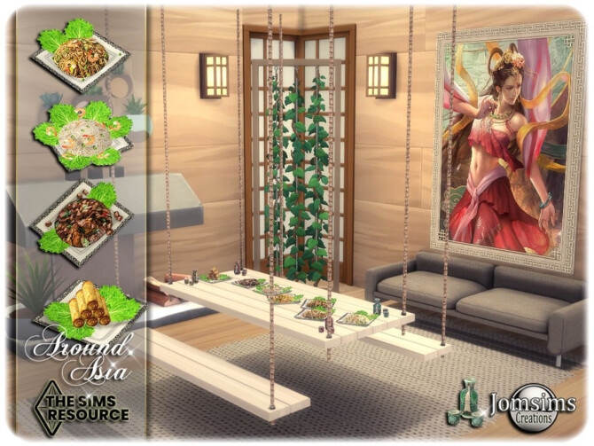 Sims 4 Around Asia Dining room by jomsims at TSR